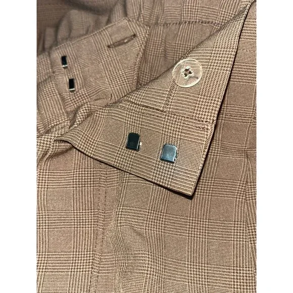 Athleta Skyline Plaid Pant II NEW Tie Waist Brown Work To Weekend Trouser 16